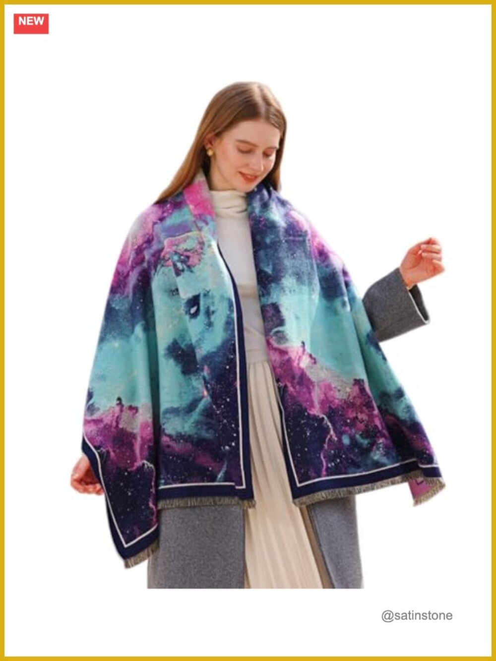 Embroidered Pashmina Shawl Wrap Handmade Paisley Scarf Winter Blanket